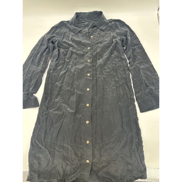 Silk Dress Shirt for Women Sz M* Button Down Bell Sleeves Black - Picture 6 of 6